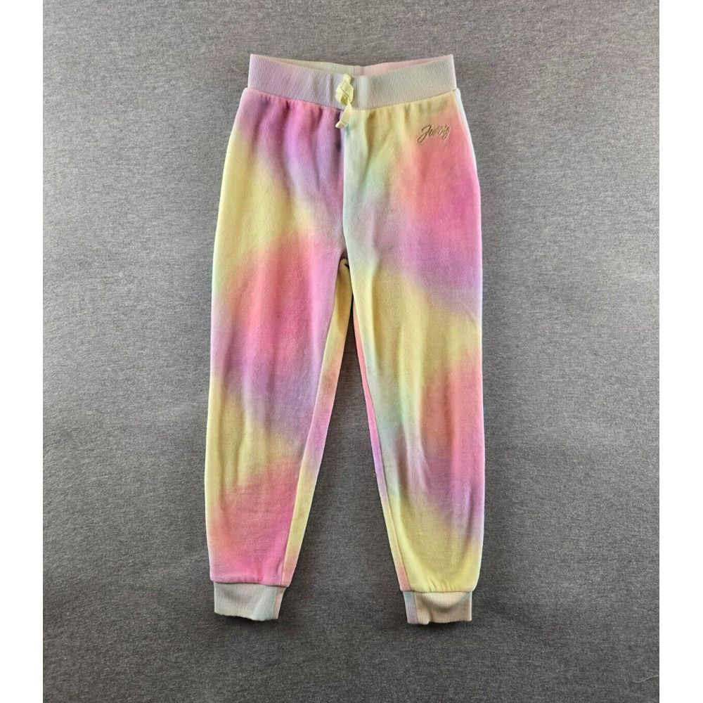 Juicy Couture Kids Girls Size 7 Velour Pants Girls Tie Dye Rainbow Joggers